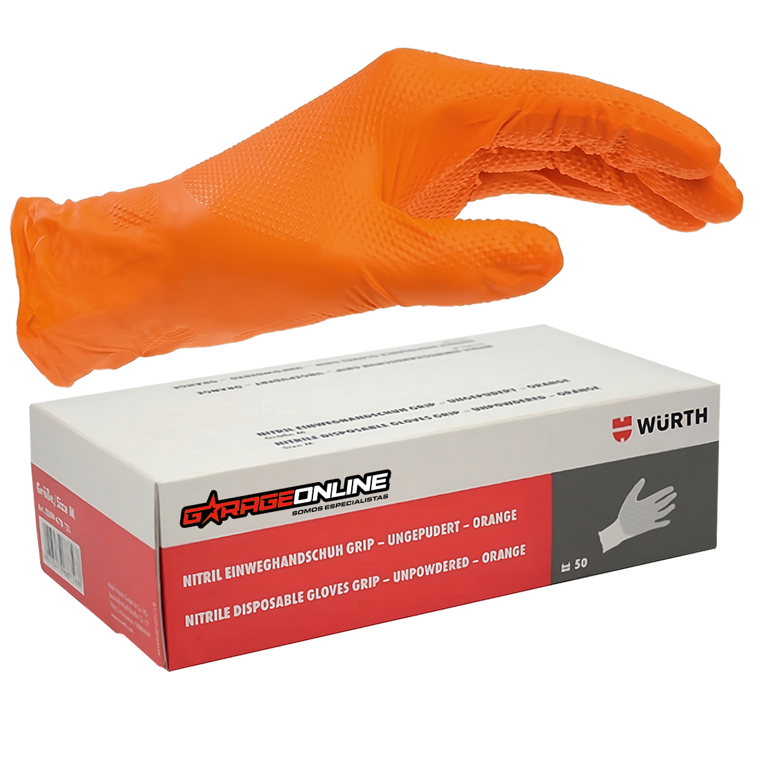 GUANTES DE NITRILO TEXTURIZADOS CAJA 50 UNIDADES WURTH